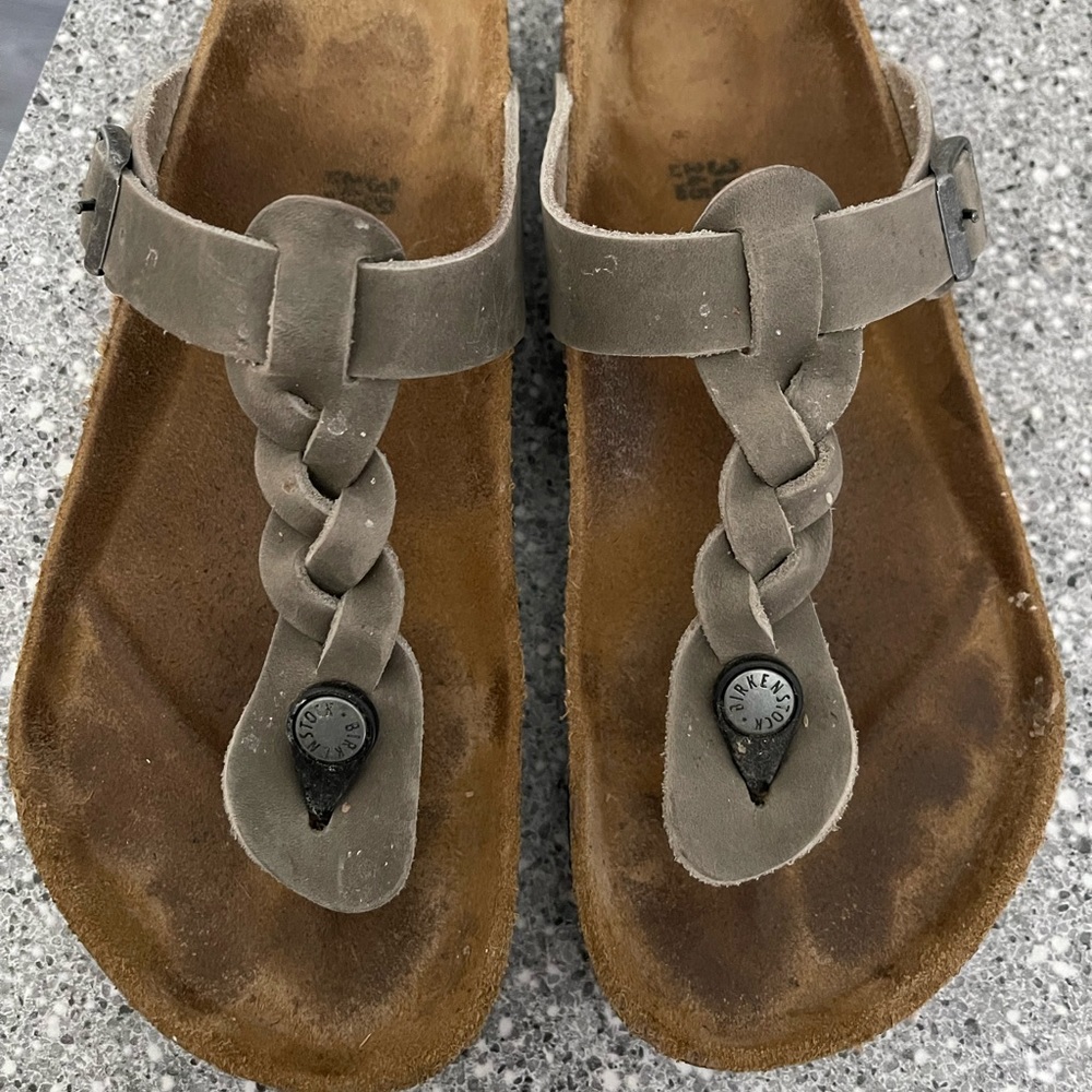 Light Worn Birkenstock Sandals- Size (38), fits a size 8